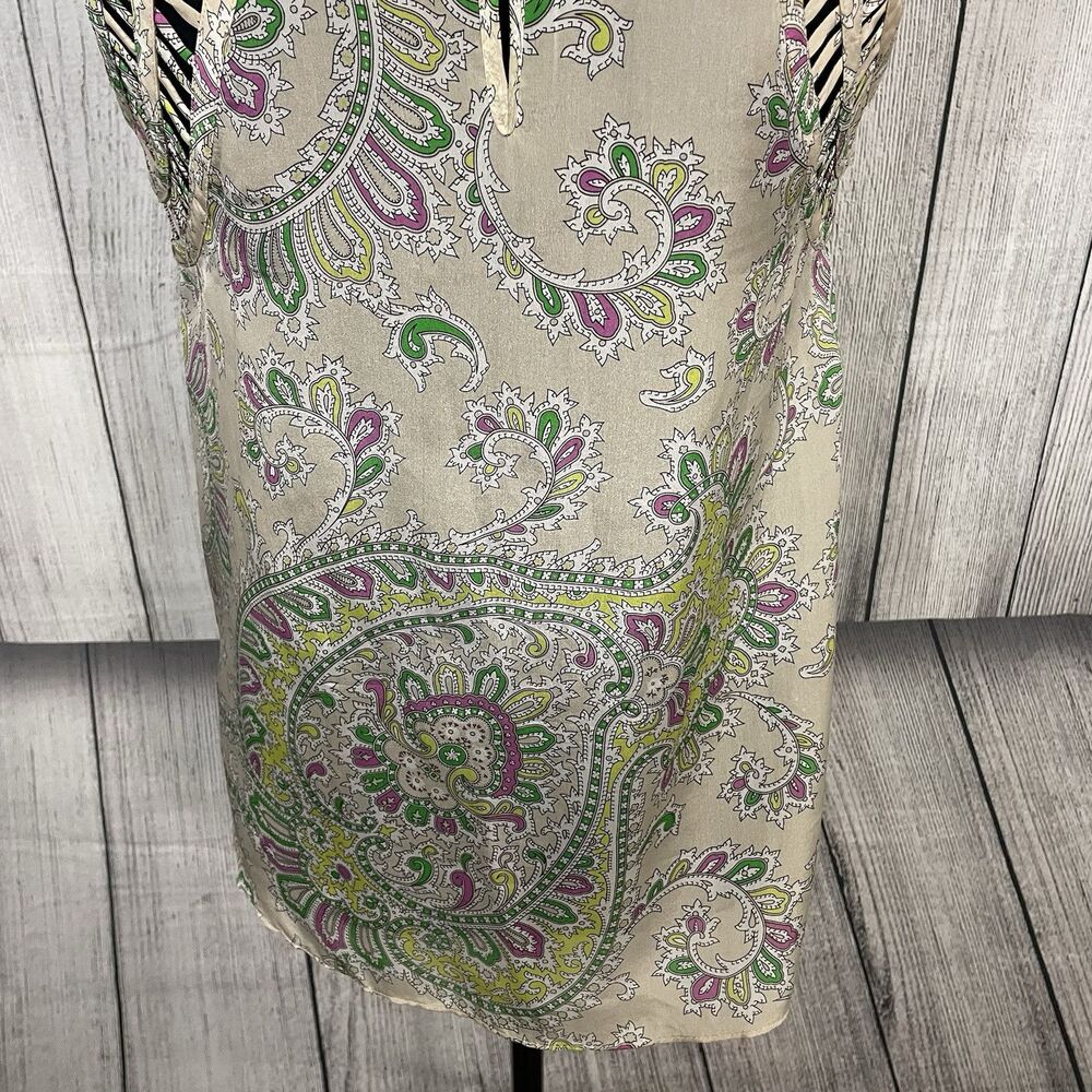 Anthropologie Leifnotes Women's Size 2 Multicolor Paisley Silk Lattice Trim Top - Picture 7 of 9